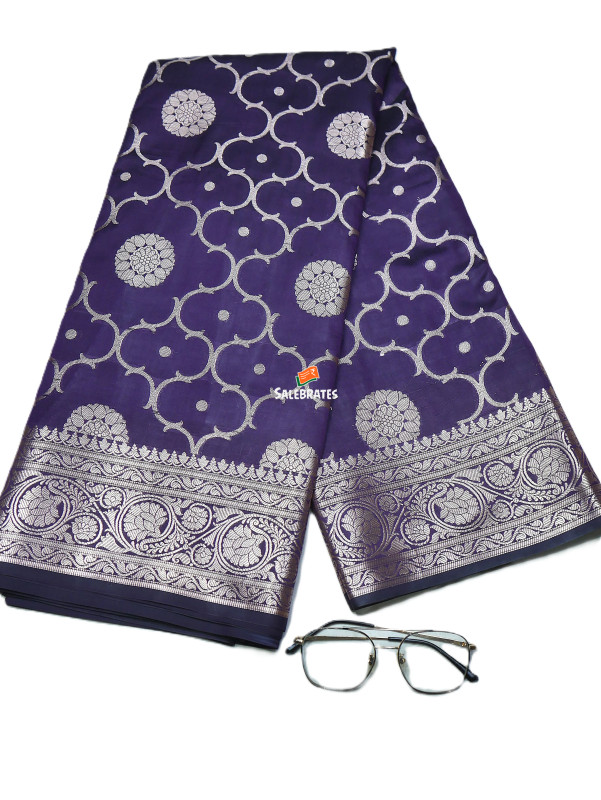 BANARASI KATAN SILK ZARI JAAL SAREE WITH DESIGNER WEAVING BLOUSE