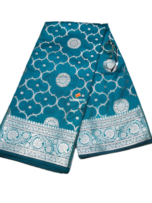 BANARASI KATAN SILK ZARI JAAL SAREE WITH DESIGNER WEAVING BLOUSE