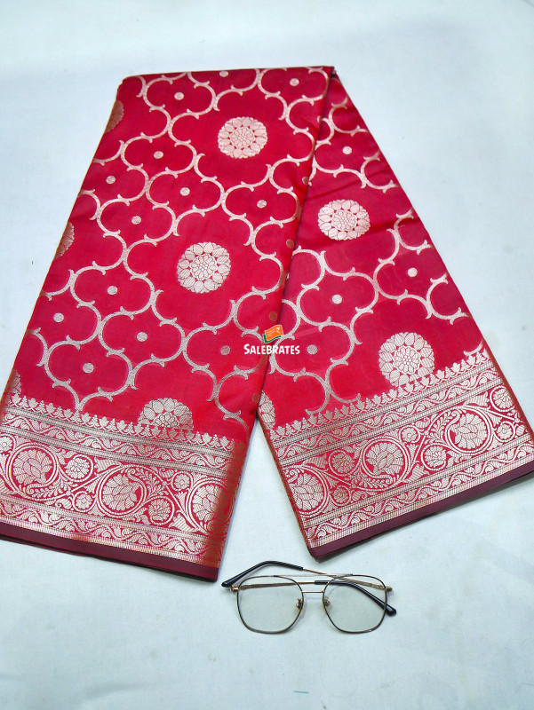 BANARASI KATAN SILK ZARI JAAL SAREE WITH DESIGNER WEAVING BLOUSE