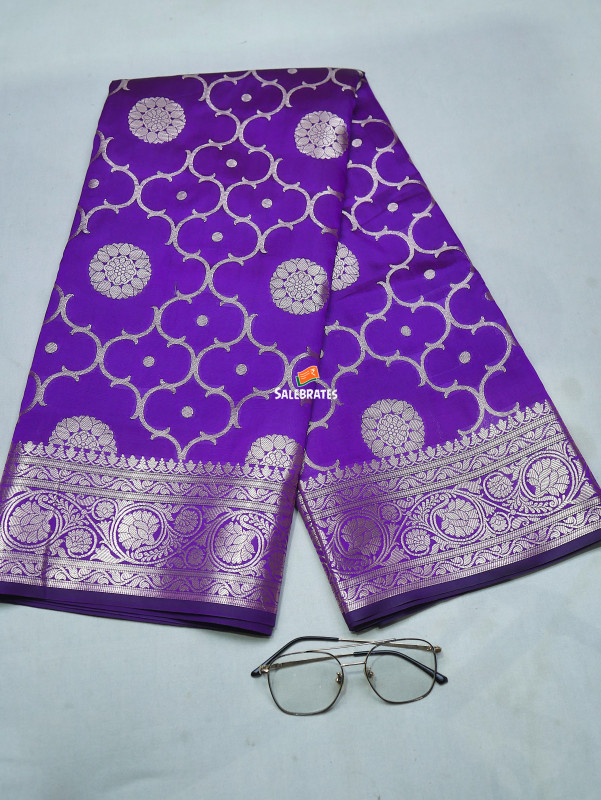 BANARASI KATAN SILK ZARI JAAL SAREE WITH DESIGNER WEAVING BLOUSE